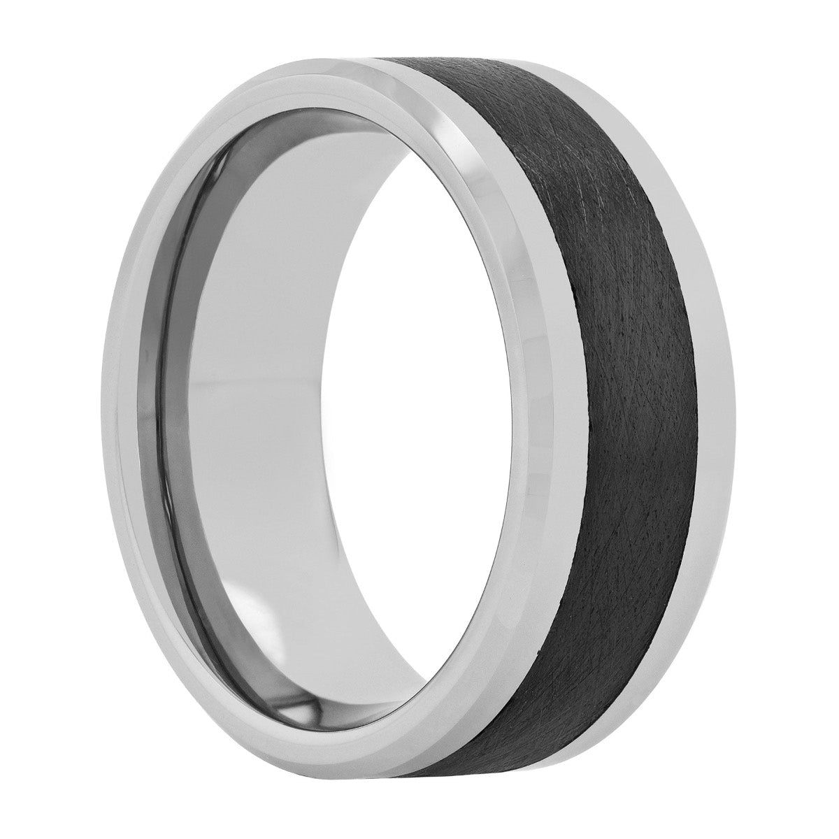 9MM/7MM Tungsten Carbide sold Step Edge Brushed Center with Carbon Fiber Inlay Ring